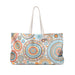 Orange and Blue Mandala Spirograph Weekender Large Tote Bag