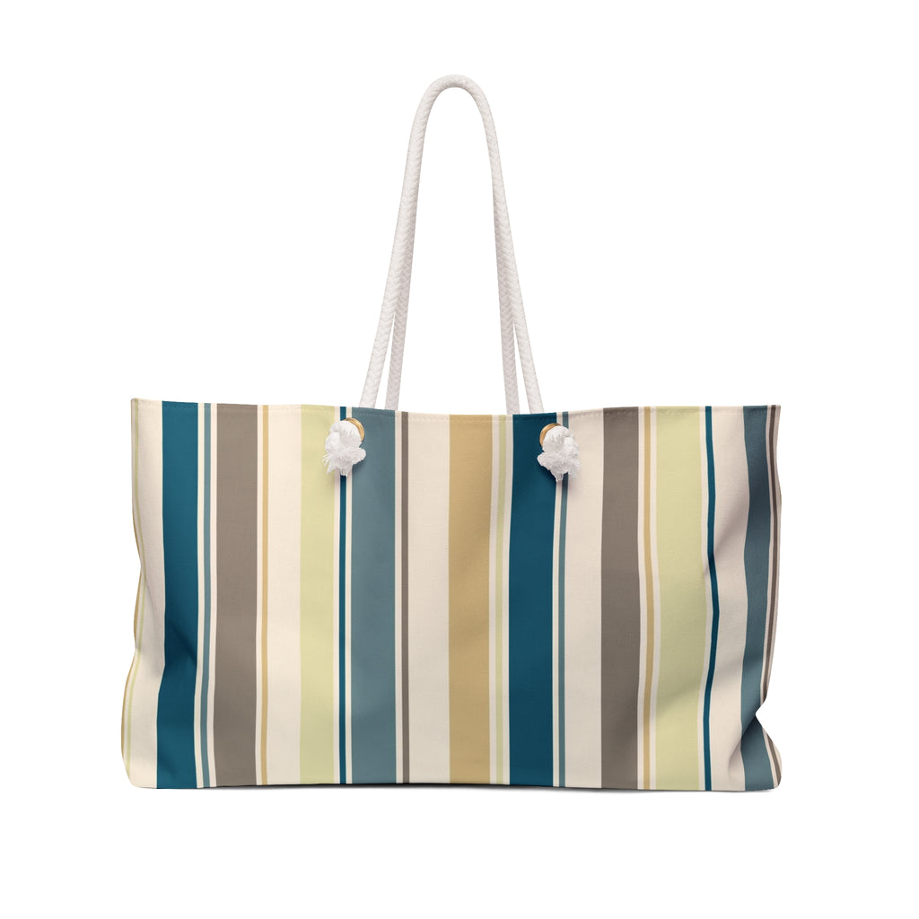 Greens and Yellows Striped Weekender Tote Bag