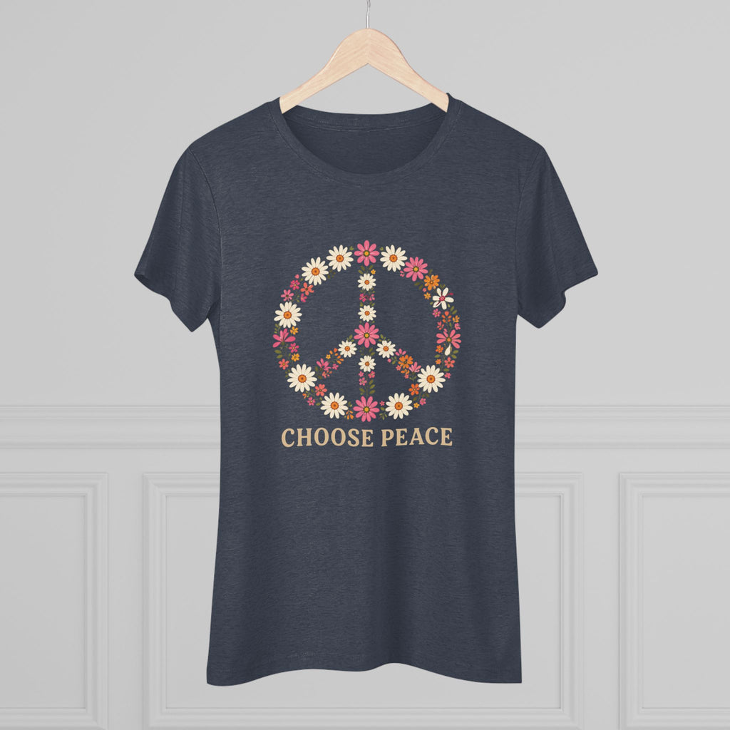 Women's Tee — Floral Peace Sign "Choose Peace" Graphic Shirt