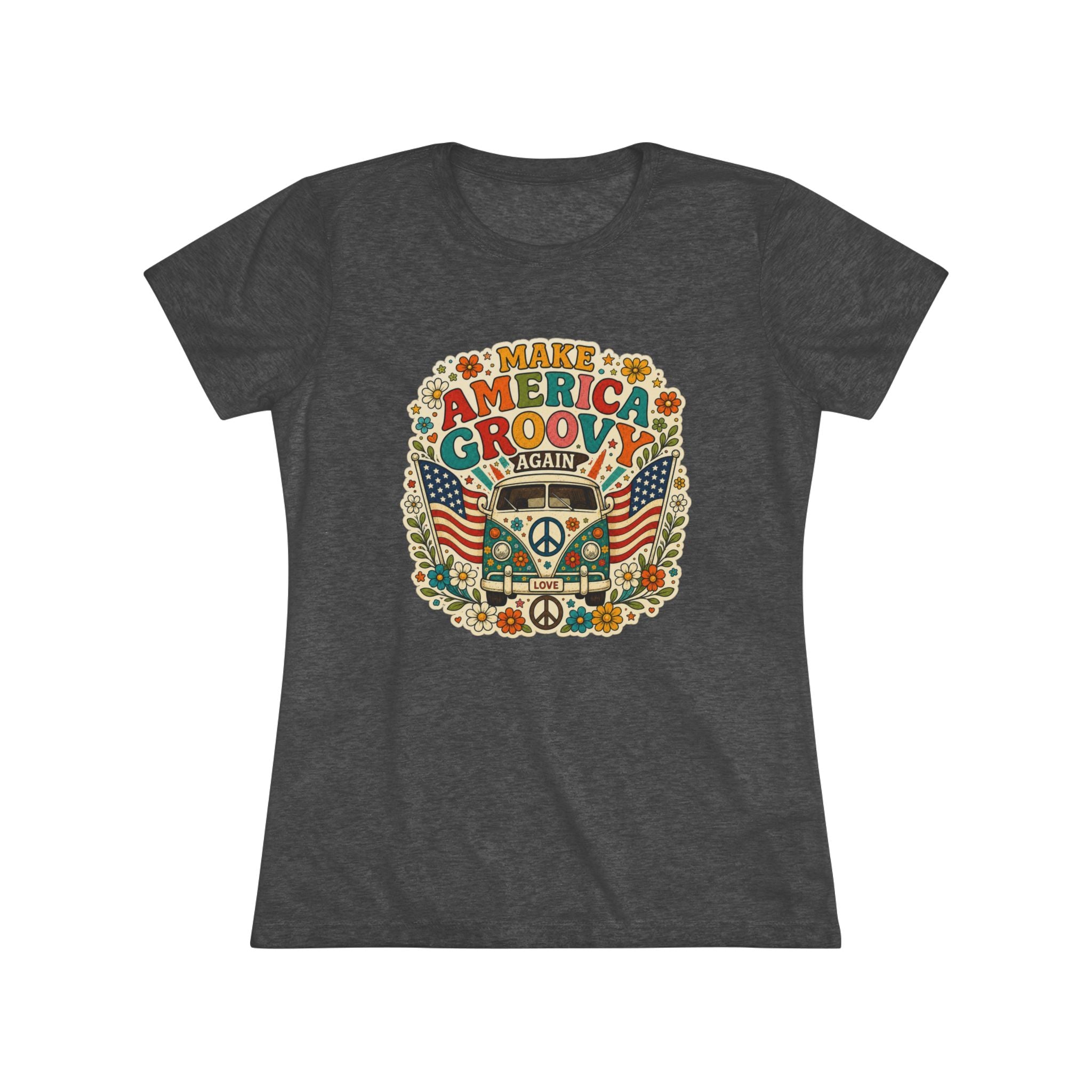 "Make America Groovy Again" Retro Peace Flag T-Shirt 4th of July Celebration