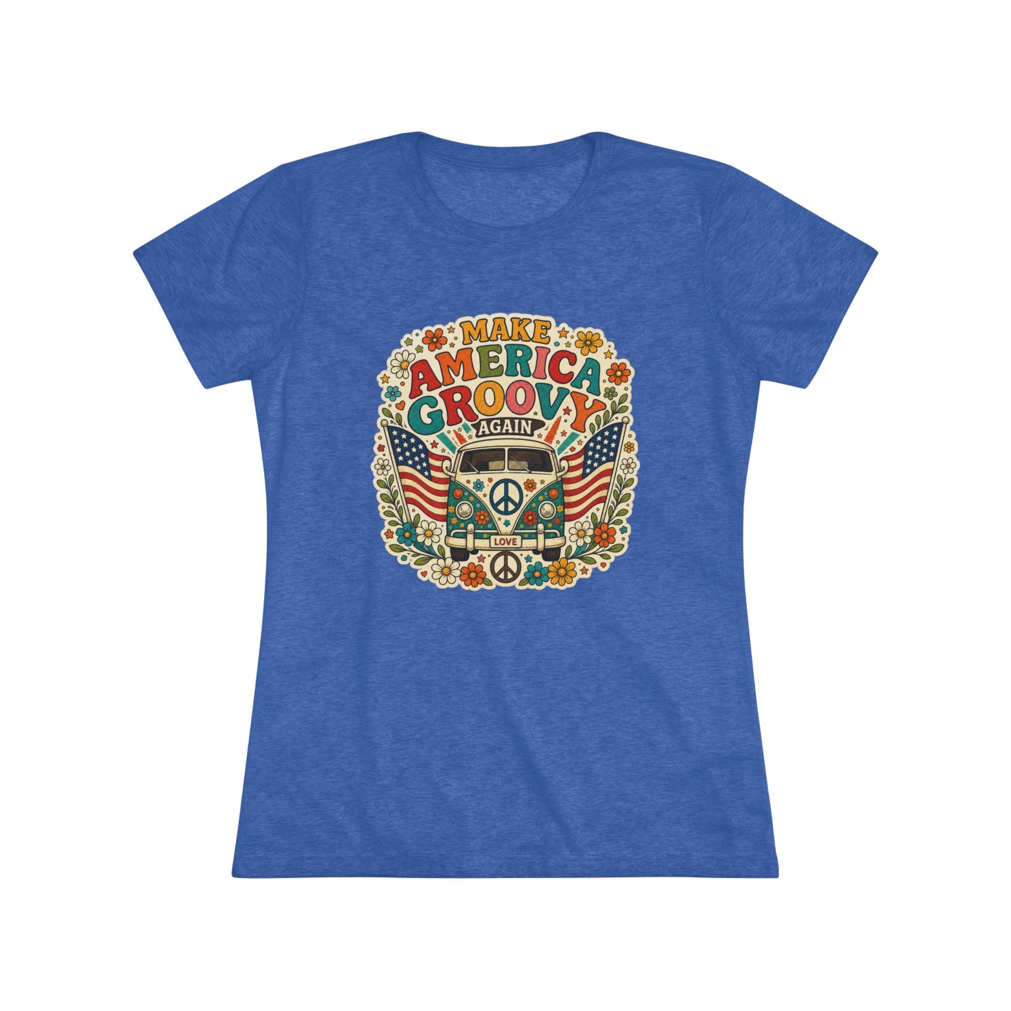 "Make America Groovy Again" Retro Peace Flag T-Shirt 4th of July Celebration
