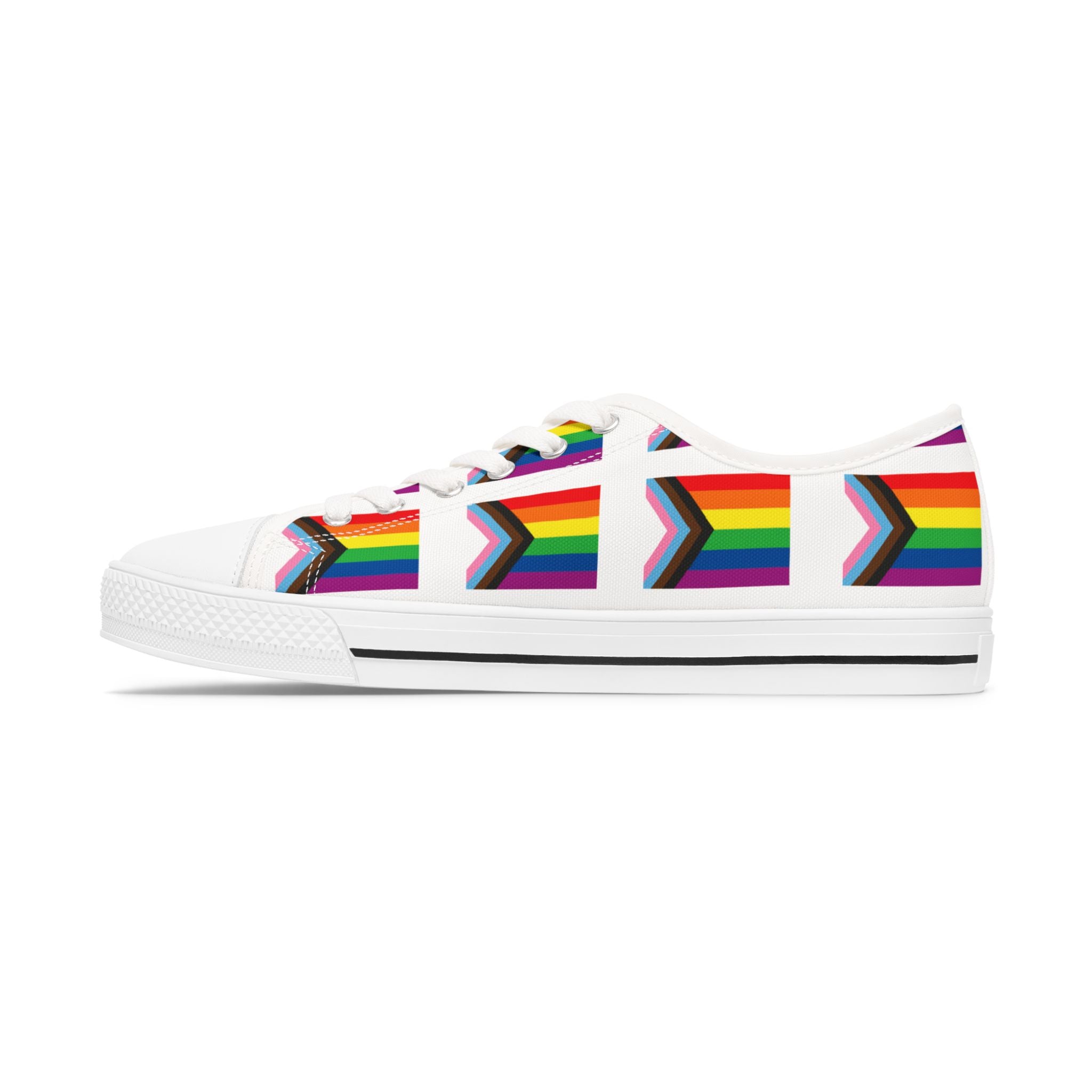 Women's Progress Pride Flag Low Top Sneakers - Colorful LGBTQ+ Shoes for Everyday Style