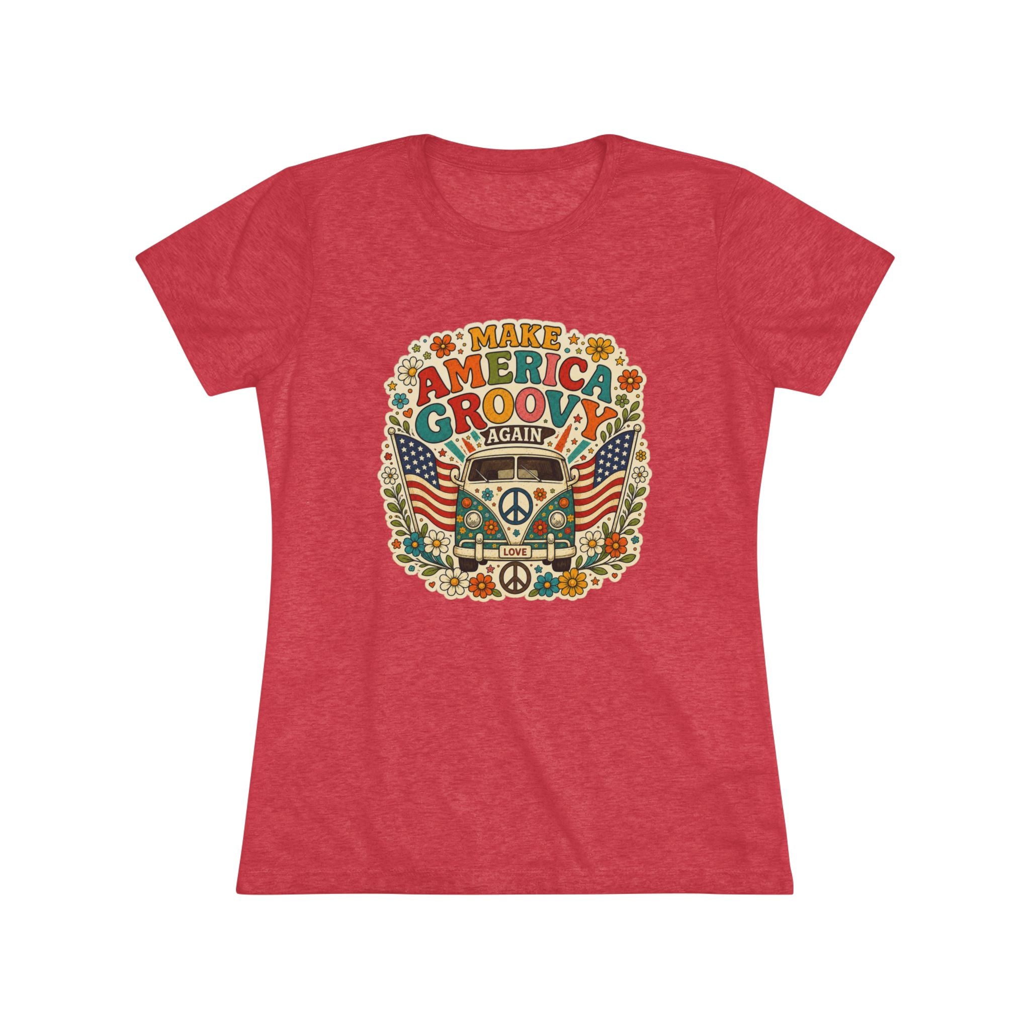"Make America Groovy Again" Retro Peace Flag T-Shirt 4th of July Celebration