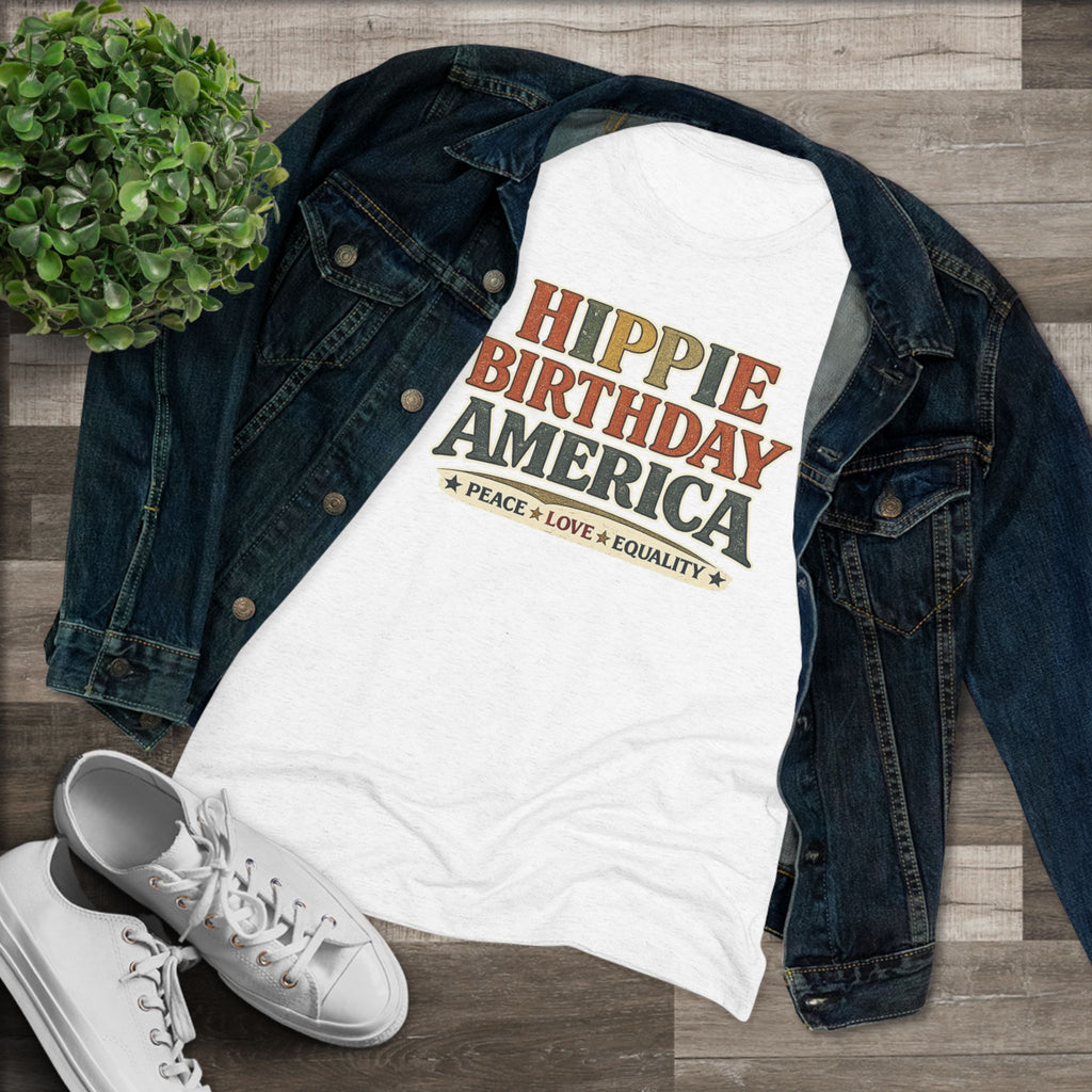Hippie Birthday America Women's Tee — Peace • Love • Equality Retro Graphic