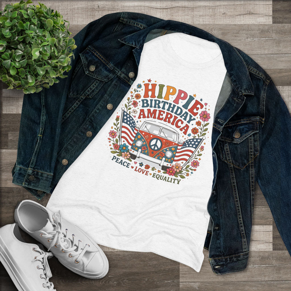 Hippie Birthday America- Peace, Love, Equality Vintage Soft Women's Tee