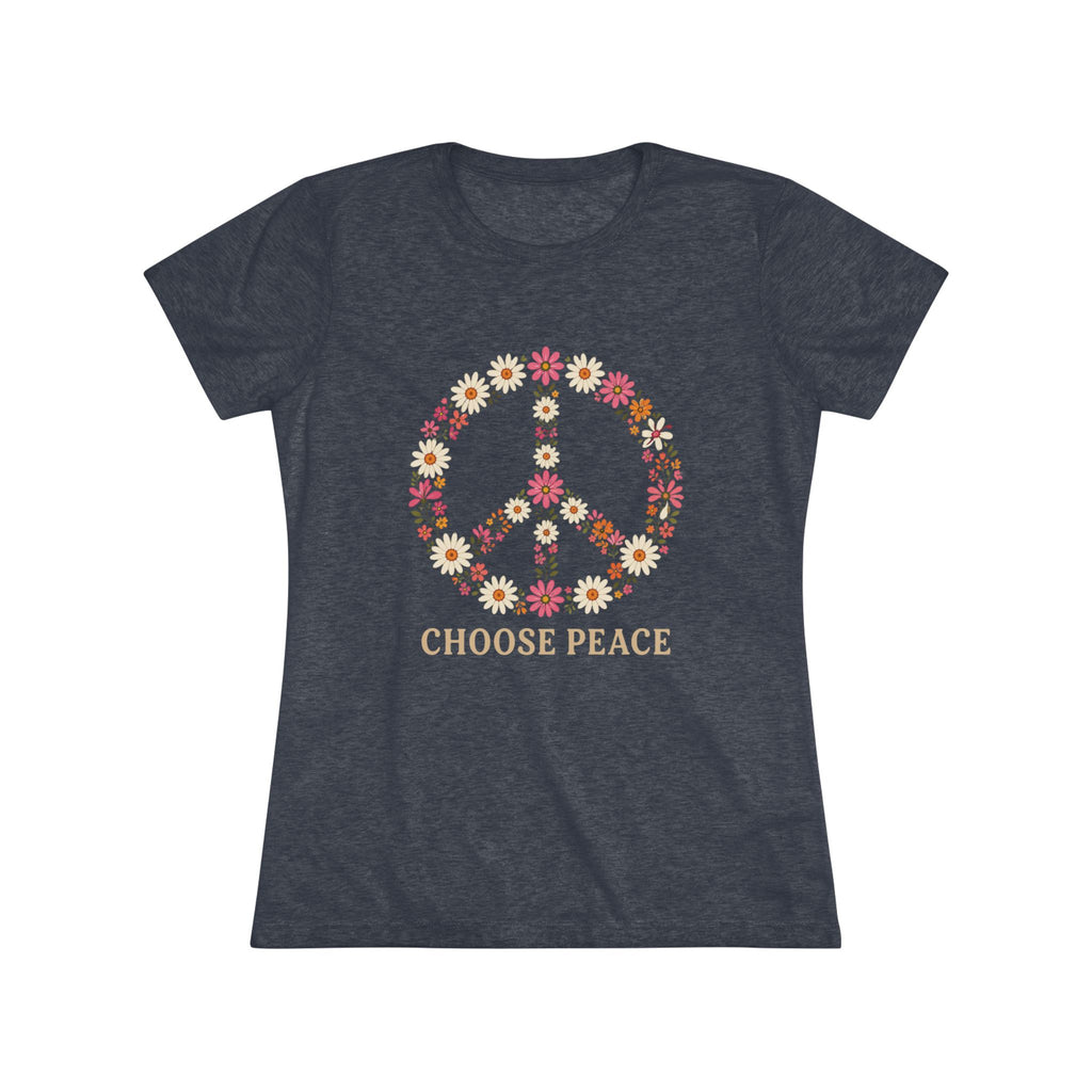 Women's Tee — Floral Peace Sign "Choose Peace" Graphic Shirt