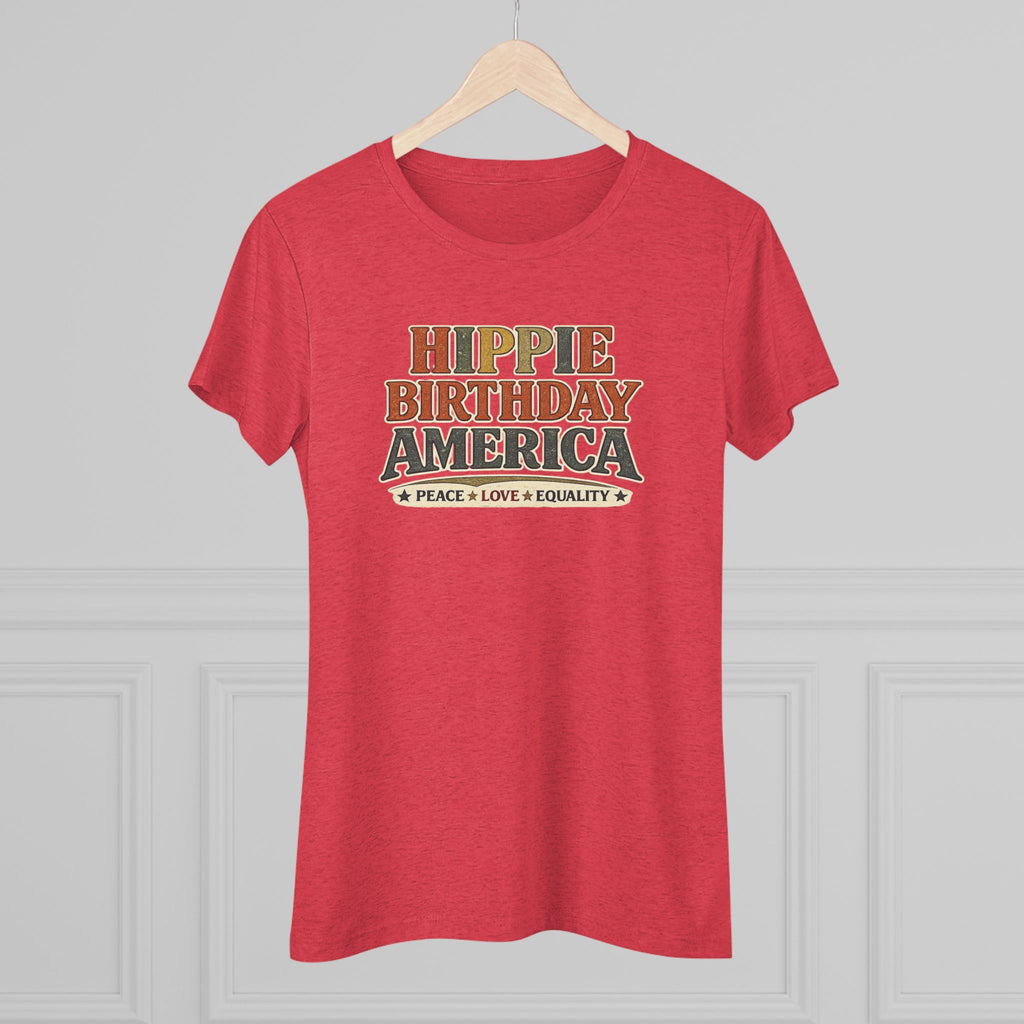 Hippie Birthday America Women's Tee — Peace • Love • Equality Retro Graphic
