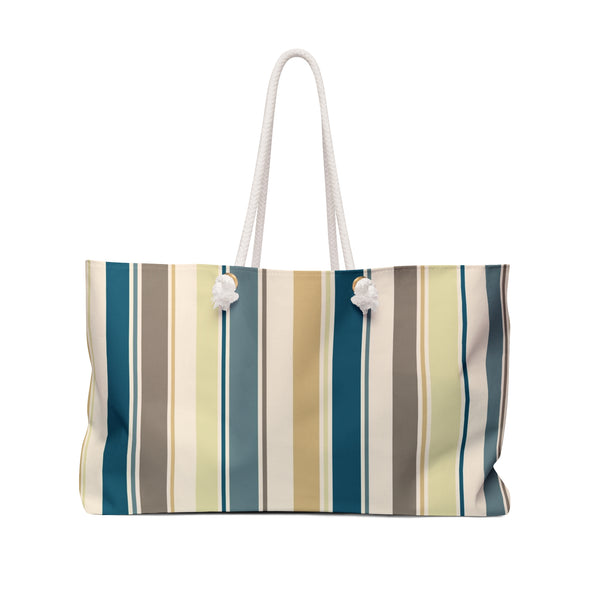 Greens and Yellows Striped Weekender Bag