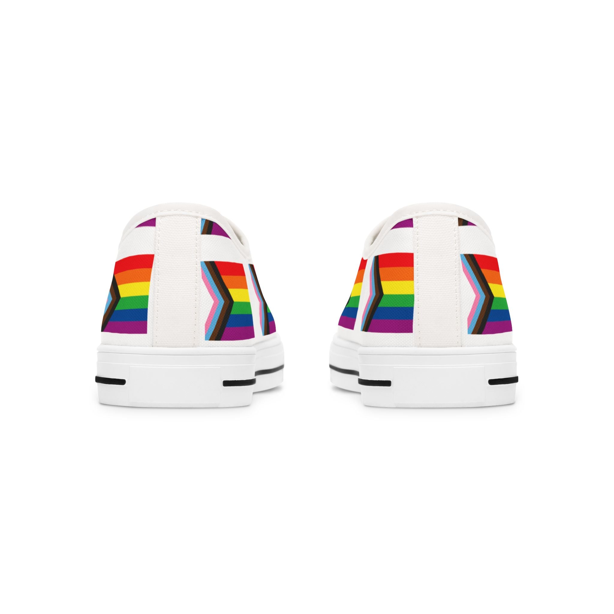 Women's Progress Pride Flag Low Top Sneakers - Colorful LGBTQ+ Shoes for Everyday Style