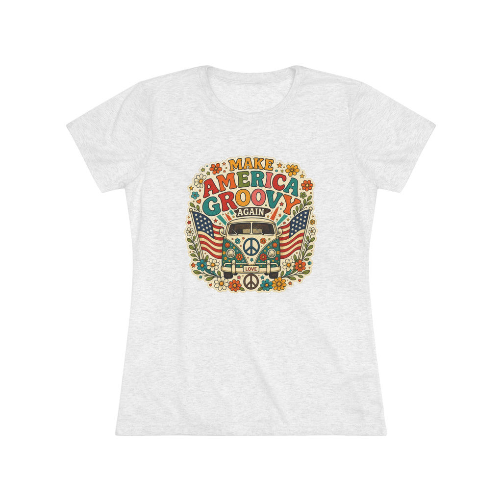 "Make America Groovy Again" Retro Peace Flag T-Shirt 4th of July Celebration