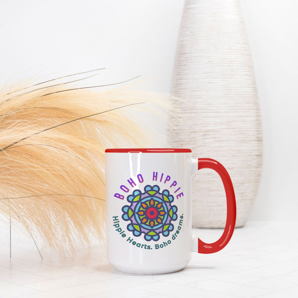 Boho Hippie Mug. Hippie Hearts. Boho Dreams.