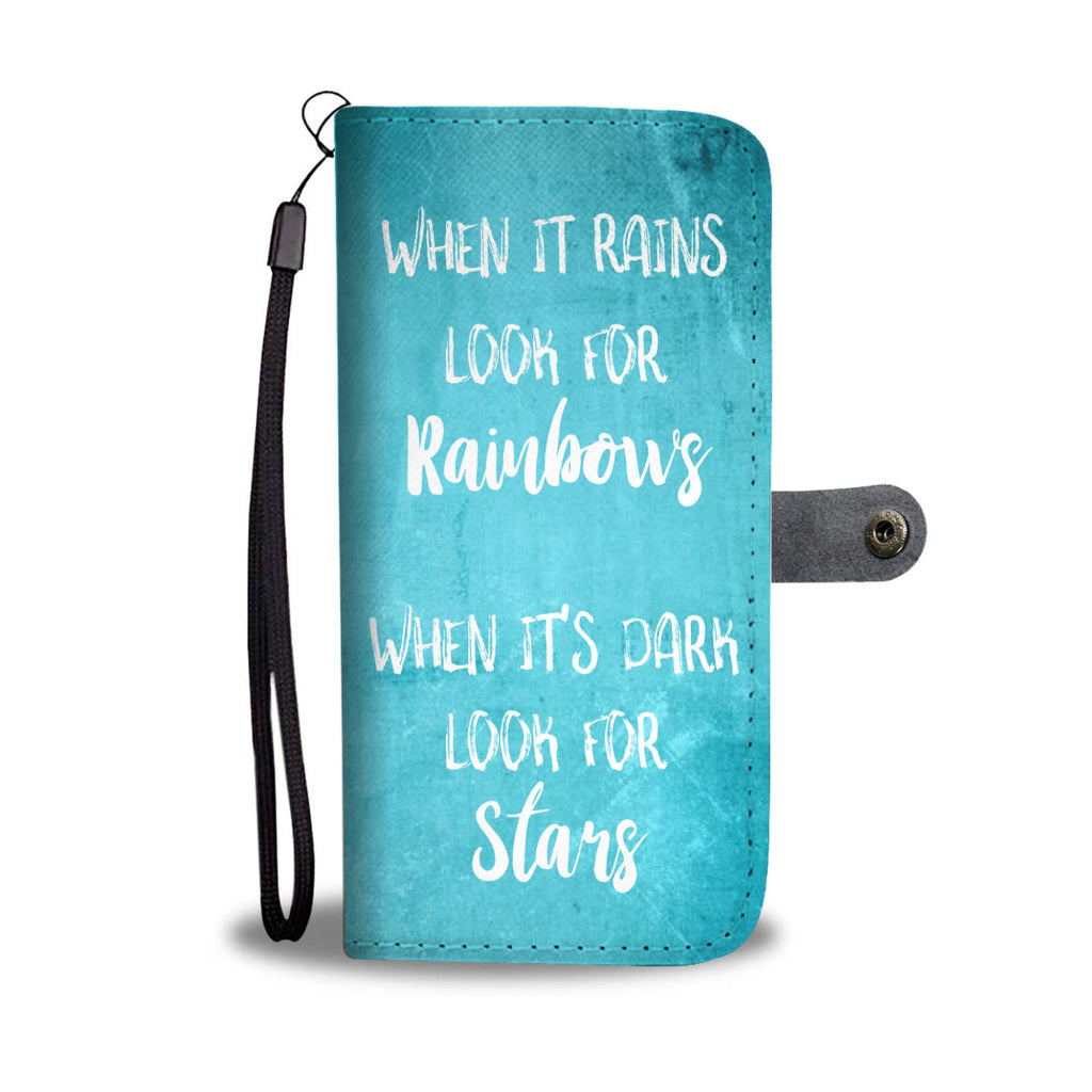 Teal Rainbows Stars Quote Wallet and Phone Cases