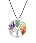 7 Chakra Quartz Gemstone Healing Stone Pendant Necklaces Circle or Heart Shaped