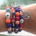 Rainbow Beads And Tree Of Life Charm Bracelet Set