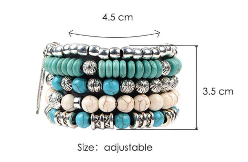 Buddha And Feather Charm 5-piece Bracelet Set