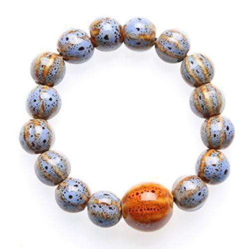 "Circle of Life" Blue-Gray Ceramic Bead Bracelet