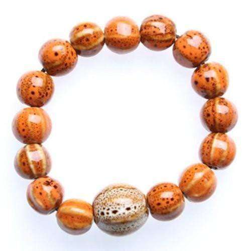 "Circle of Life" Pumpkin Orange Ceramic Bead Bracelet