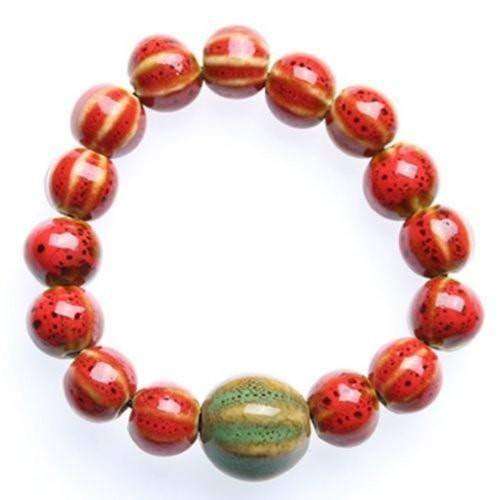 "Circle of Life" Red Ceramic Bead Bracelet