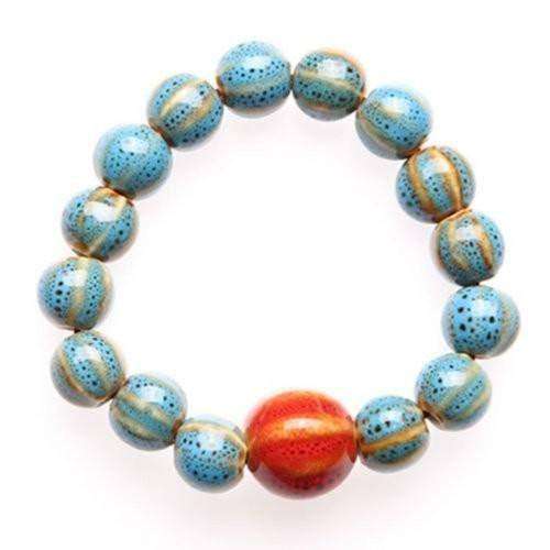 "Circle of Life" Sky Blue Ceramic Bead Bracelet