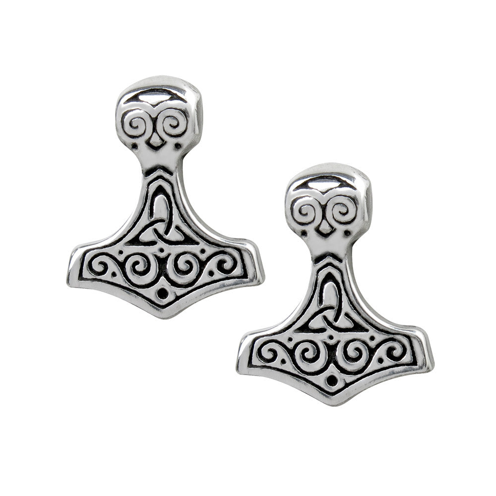 Thor Hammer Ear Studs - English Pewter