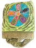 Green  Circle Flower pattern  Passport Bag