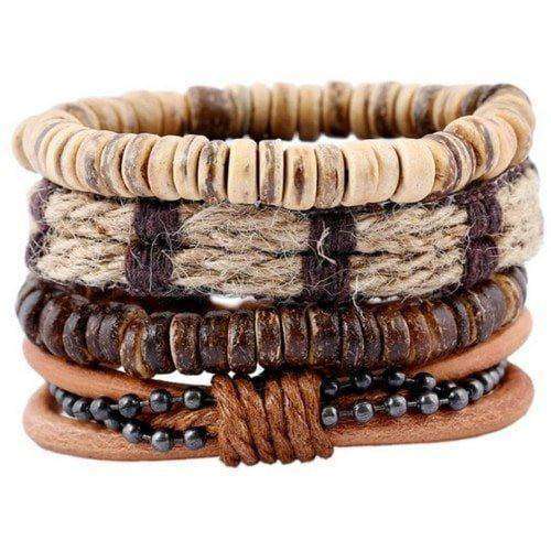 The Bohemian Hemp, Bead and Black Chain Multilayer Bracelet