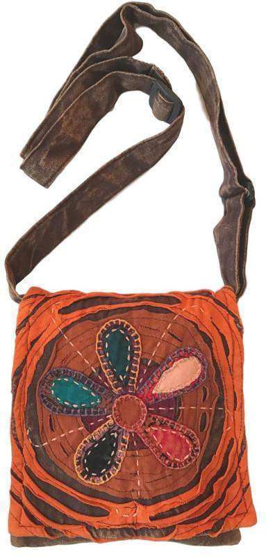 Nature's Geometry Orange, Brown and Red Colorful Flower Passport Bag