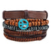 Turquoise Peace Charm Beaded Leather Multilayer Bracelet Set