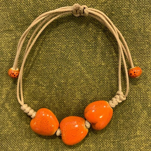 The Boho  Handmade Ceramic Heart Bracelets