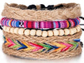 Rainbow Magic Braided Hemp Multi-Layer White Bead Bracelet Set