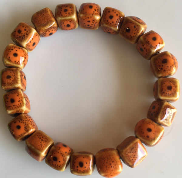 The Colorful Orange Square Ceramic Bracelet