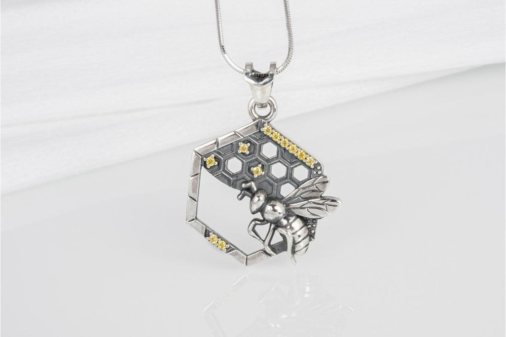 Sterling Silver Honeycomb and Bee