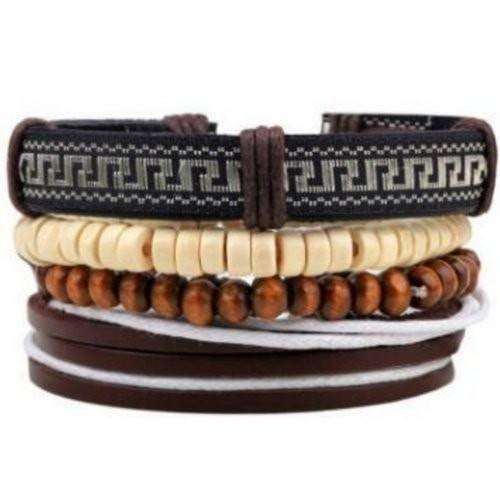 Wooden Bead Anti-war Leather Multilayer Bracelet